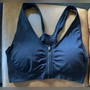 Black Zipper Front Sports Bra